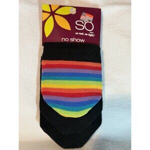 I rage SO No-Show 1 Rainbow Striped Women's Socks 2 Black One Size